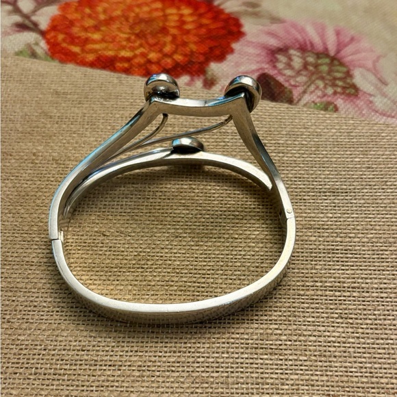 Vintage Taxco Silver 925 Flower Lily Bracelet with Green Stones! - Picture 7 of 13